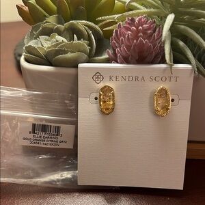 Kendra Scott Gold Citrine Ellie Stud Earrings